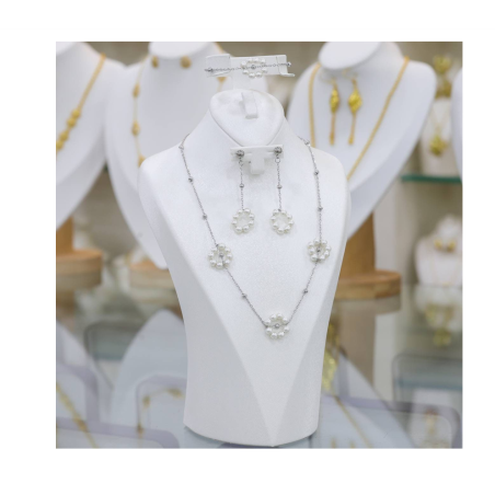 طاقم فضي وردة 