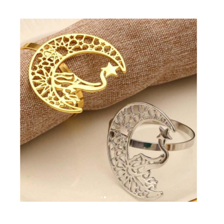 مجموعة حلقات منديل فاخرة على شكل هلال